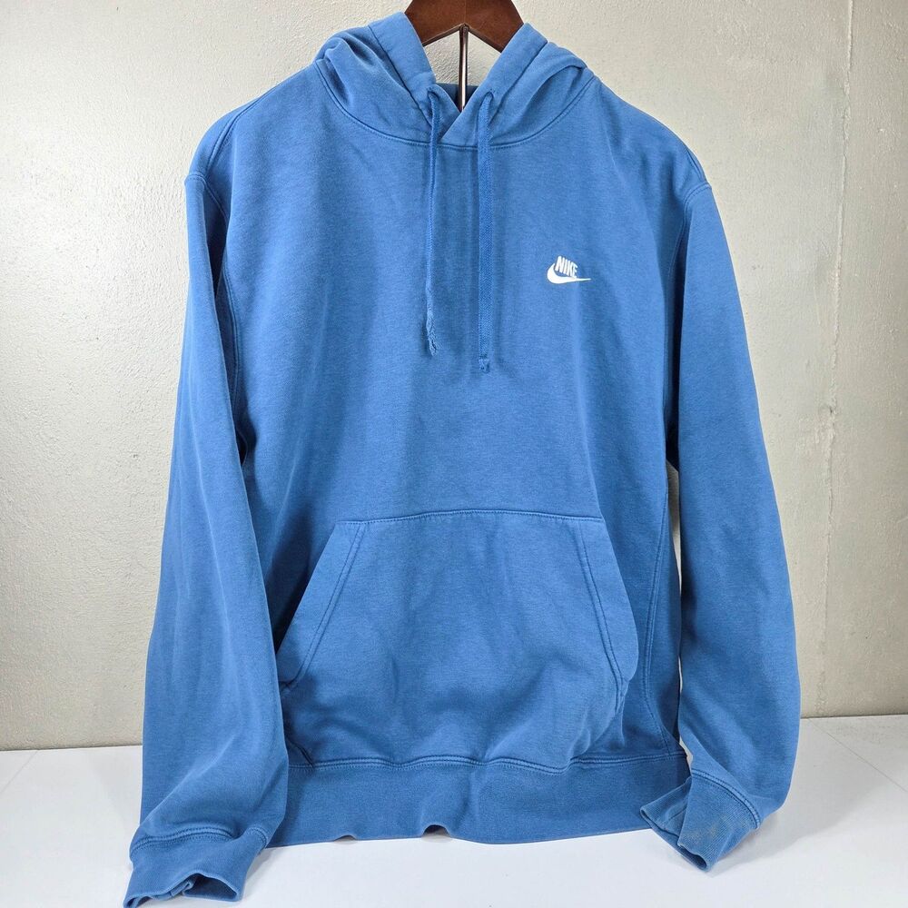Nike Sportswear Club Fleece Pullover Hoodie Royal Blue White Swoosh Men M
